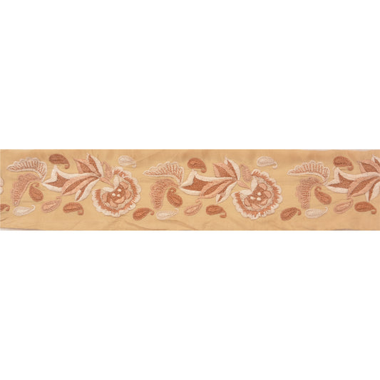 Sanskriti Vintage Border Embroidered 1 Yard Trim Sewing Cream Craft Soft Lace