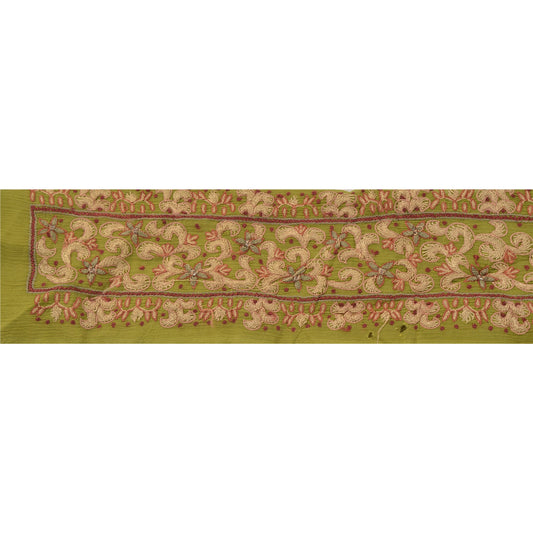 Sanskriti Vintage Sari Border Hand Beaded 1Yd Trim Sewing Green Craft Decor Lace