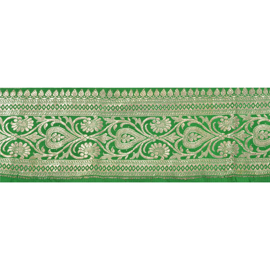 Sanskriti Vintage Sari Border Woven Brocade 1 Yd Trim Craft Sewing Green Lace