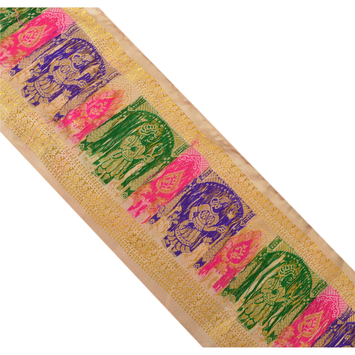 Sanskriti Vintage Sari Border Woven Baluchari 1 Yd Craft Trim Sewing Cream Lace