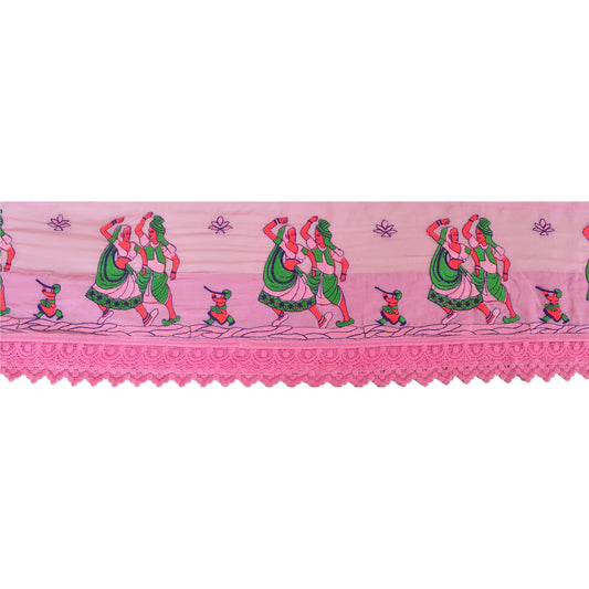 Sanskriti Vintage Sari Border Embroidered 1 YD Trim Sewing Pink Craft Decor Lace
