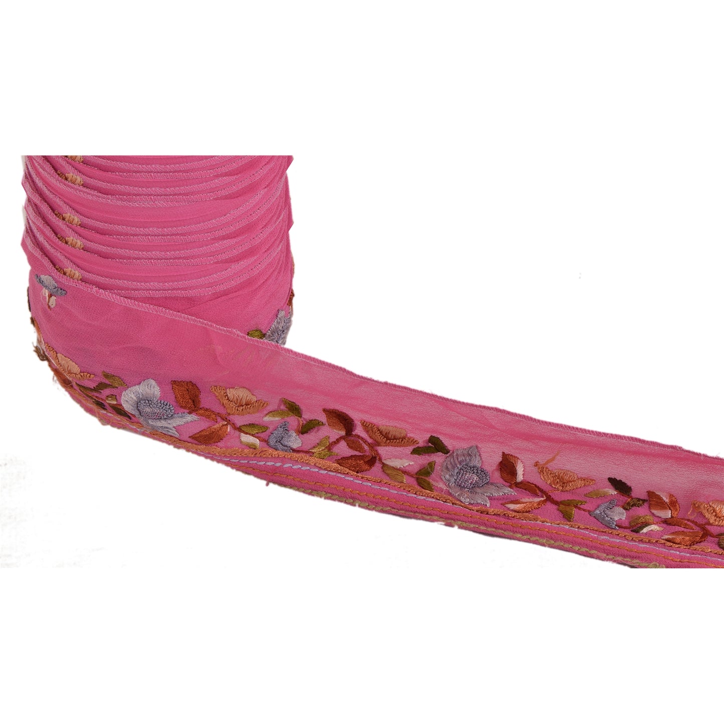 Sanskriti Vintage Sari Border Hand Embroidered Parsee 1Yd Trim Sewing Craft Lace