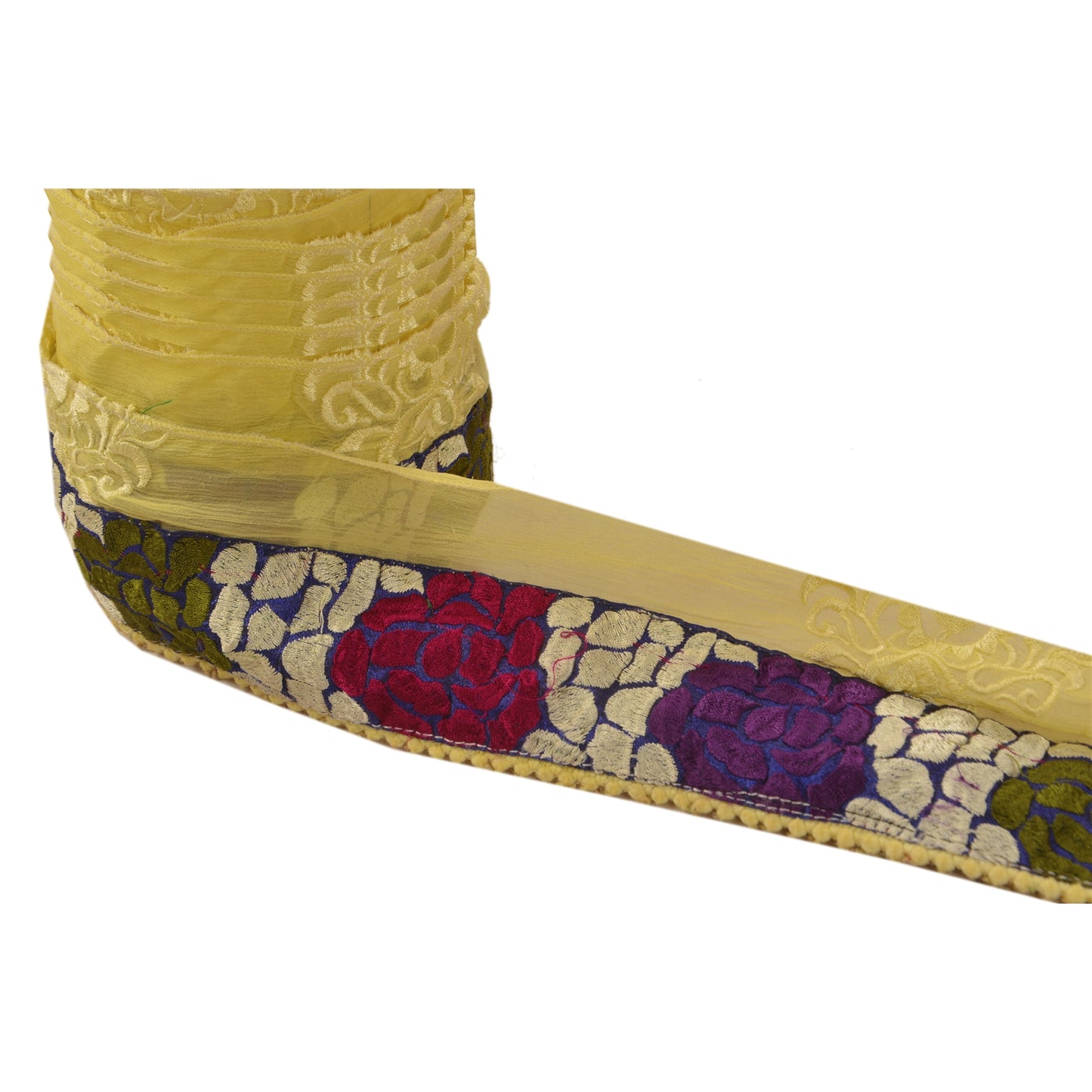 Sanskriti Vintage Sari Border Embroidered 1 YD Trim Sewing Cream Craft Lace