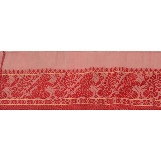 Sanskriti Vintage Sari Border Woven Baluchari 1 Yd Craft Trim Sewing Pink Lace