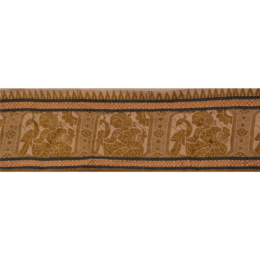 Sanskriti Vintage Saree Border Woven Baluchari 1 Yd Craft Trim Sewing Cream Lace