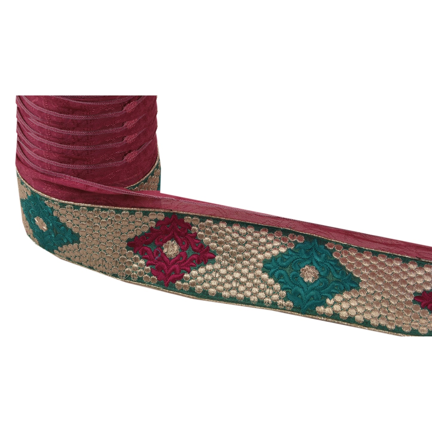 Sanskriti Vintage Sari Border Embroidered 1 YD Trim Sewing Green Craft Deco Lace