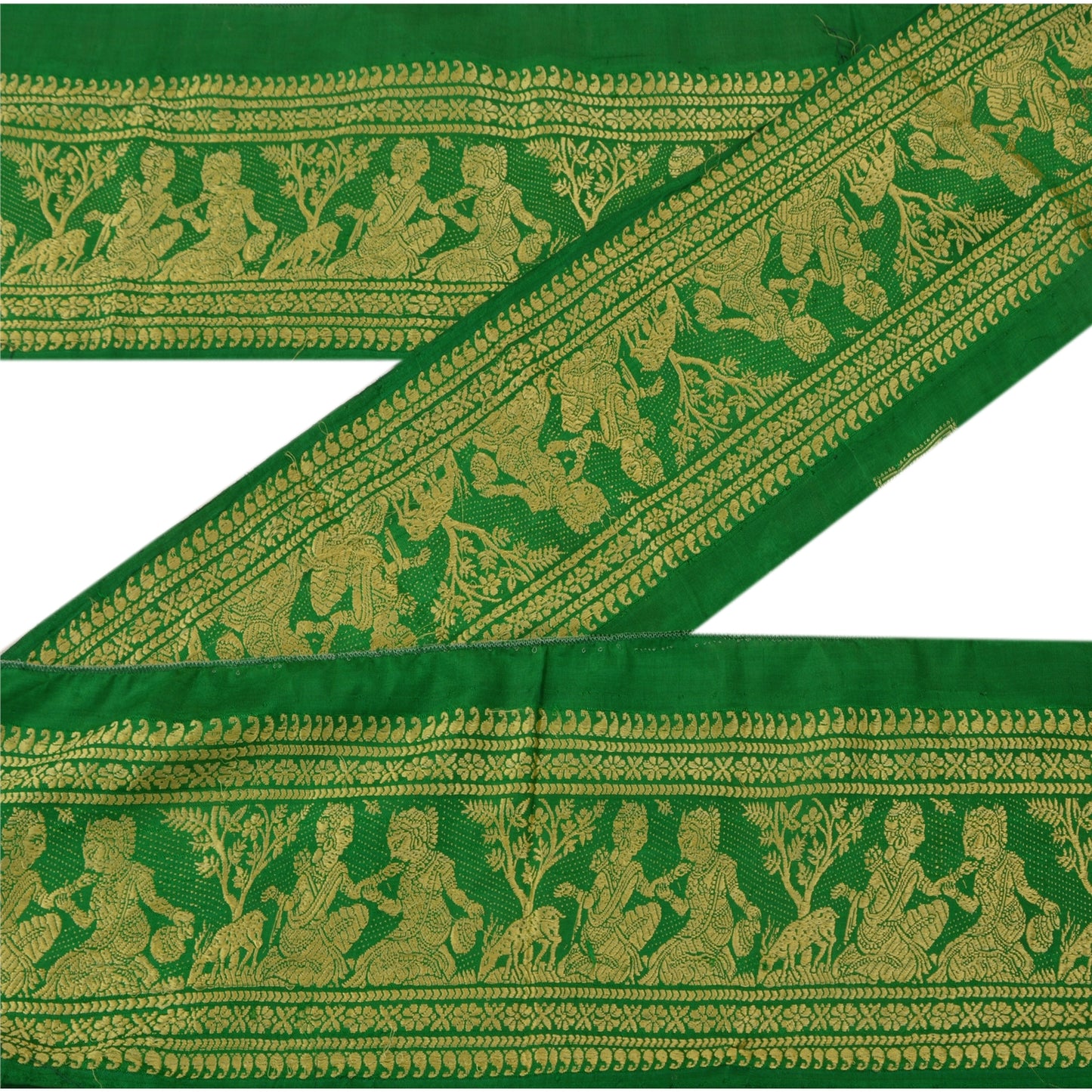 Sanskriti Vintage Sari Border Baluchari 1 YD Craft Trim Sewing Green Green Lace