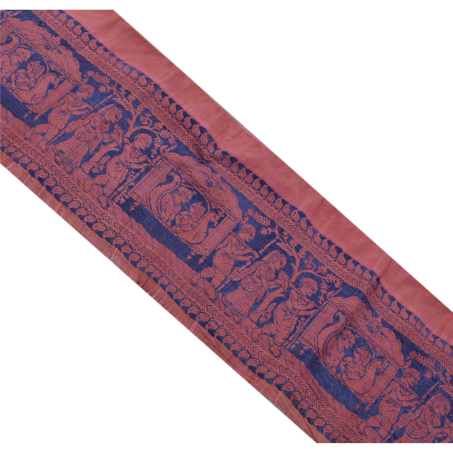 Sanskriti Vintage Sari Border Woven Baluchari 1 Yd Craft Trim Sewing Pink Lace