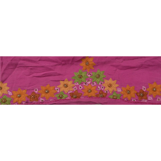 Sanskriti Vintage Border Antique Hand Beaded 1 Yd Indian Trim Sewing Purple Lace