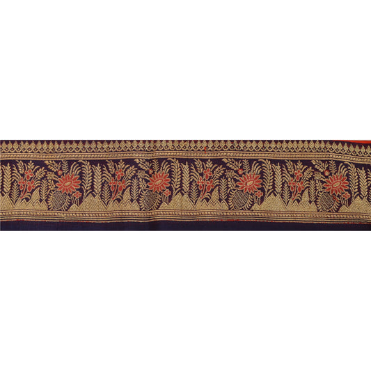 Sanskriti Vintage Sari Border Woven Brocade 1 Yd Trim Craft Sewing Purple Lace