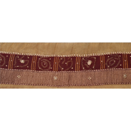 Sanskriti Vintage Sari Border Hand Beaded 1 YD Trim Sewing Golden Craft Lace