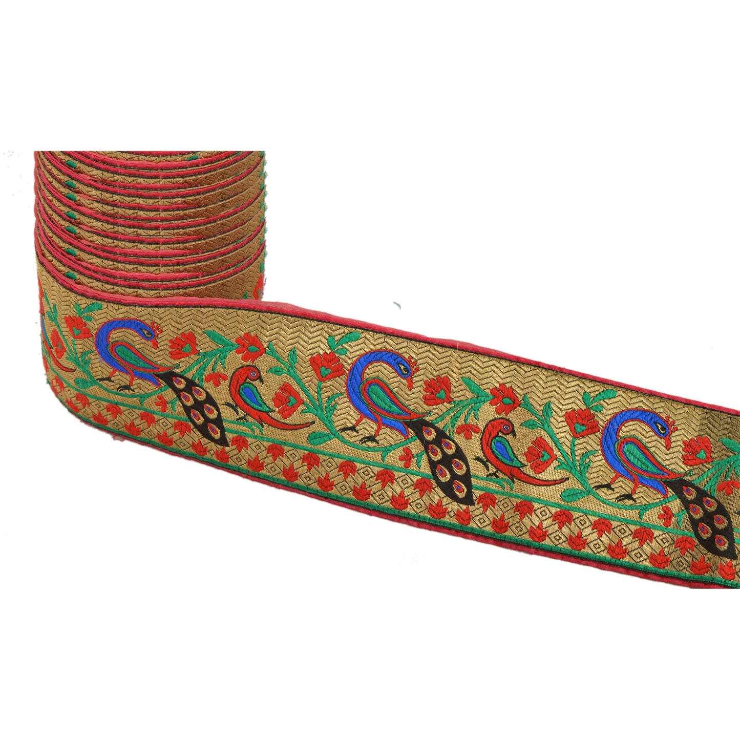 Sanskriti Vintage Sari Border Woven Brocade 1 Yd Trim Craft Sewing Golden Lace