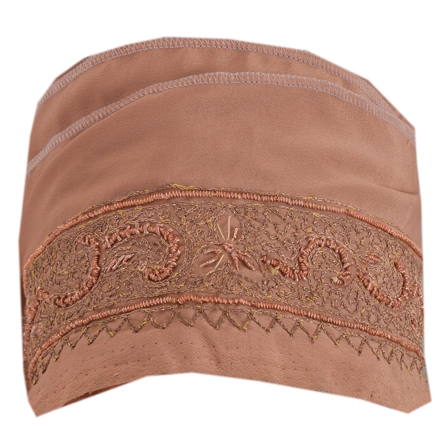 Sanskriti Vintage Sari Border Craft Peach Trim Hand Embroidered 1 YD Zari Lace