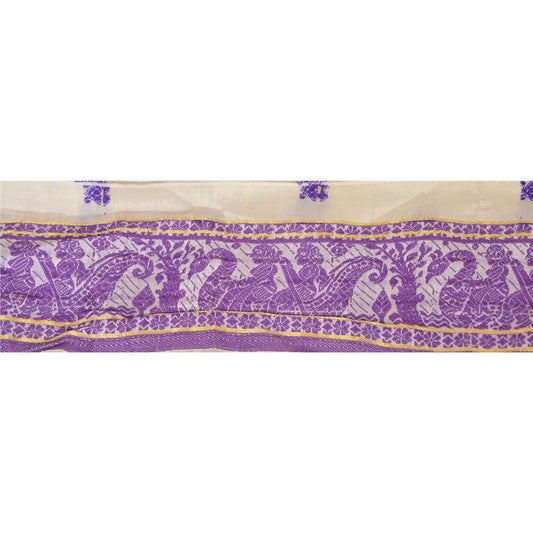 Sanskriti Vintage Sari Border Woven Baluchari 71 YD Craft Trim Sewing Cream Lace