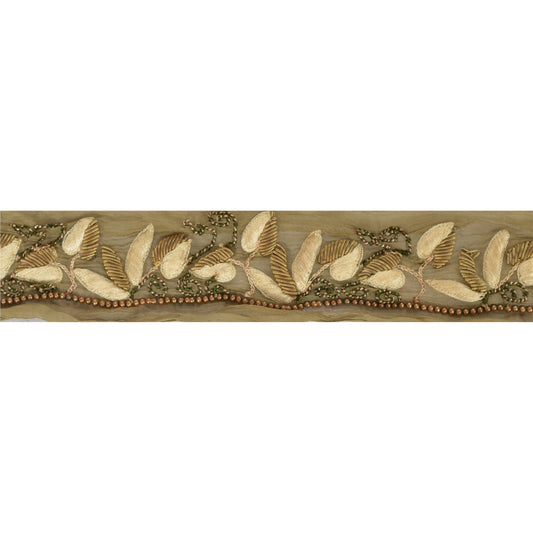 Sanskriti Vintage Saree Kant Håndperlet 1 Yard Kant Dã©Cor Bånd Grøn Blonde