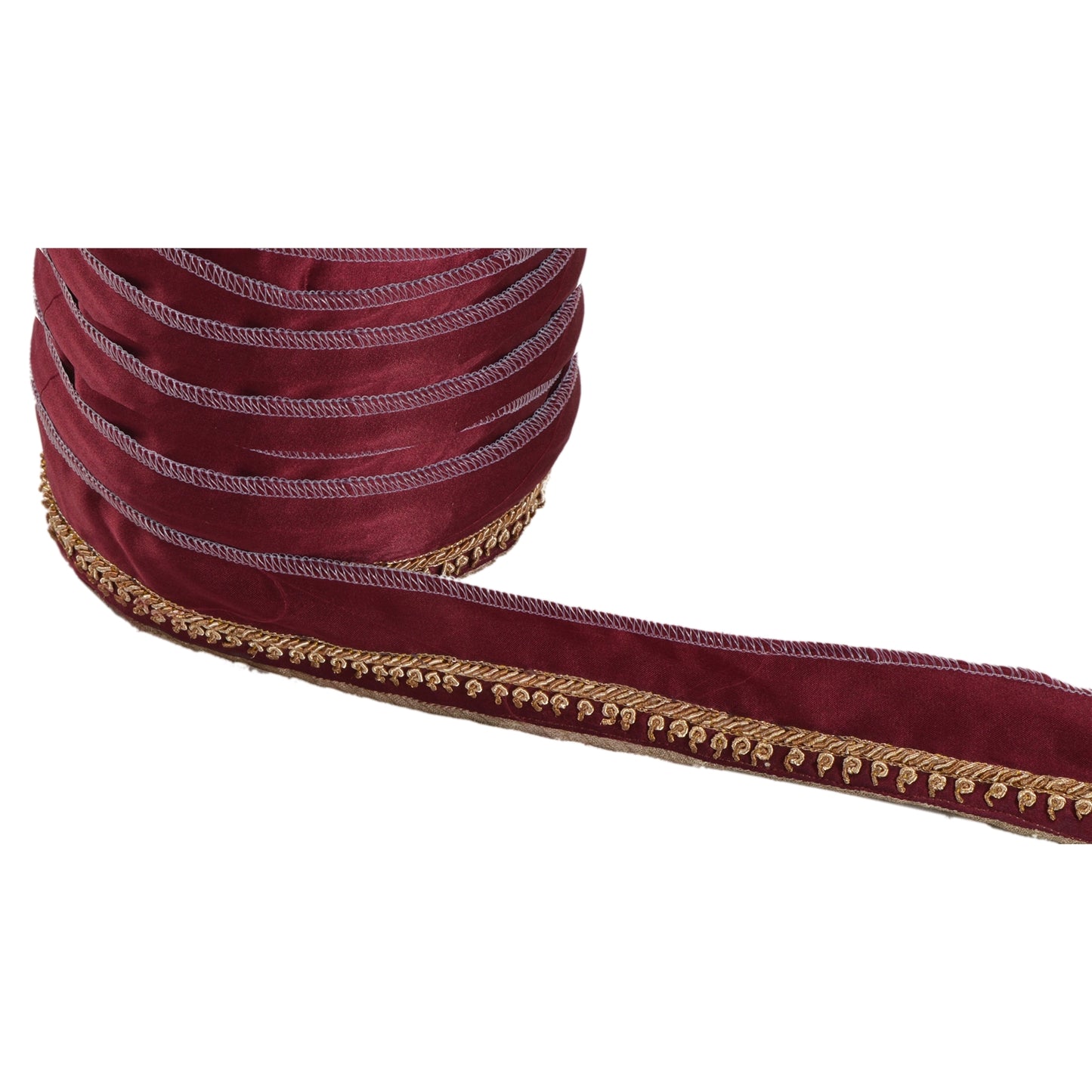 Sanskriti Vintage 1 Yd Sari Border Hand Embroidered Trim Ribbon Purple Craft Lace