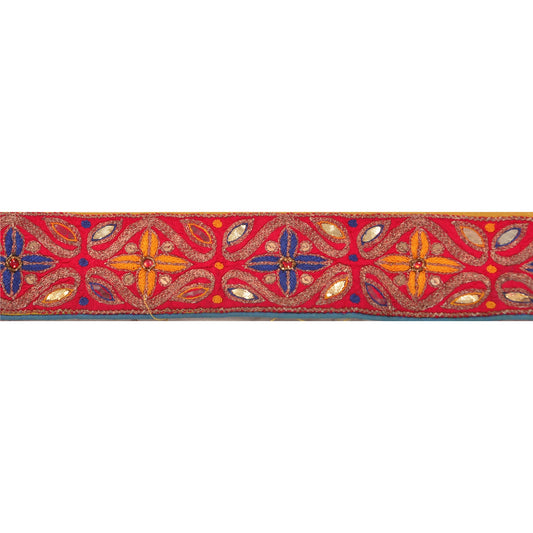 Sanskriti Vintage 1 Yd Sari Border Hand Beaded Craft Trim Sewing Yellow Lace