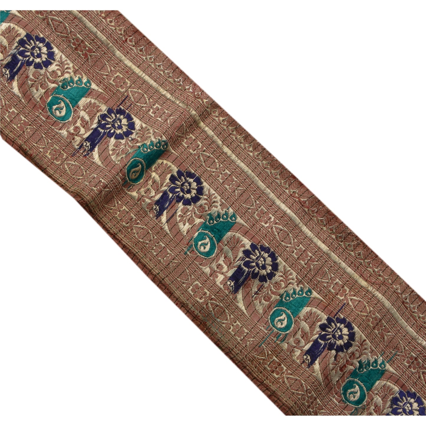 Sanskriti Vintage 1 Yd Trim Sari Border Woven Brocade Craft Sewing Red Lace