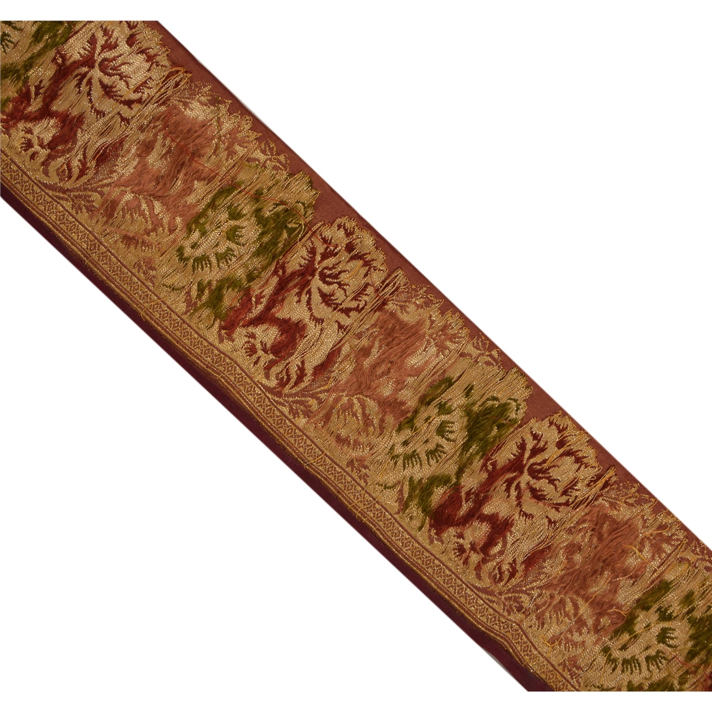 Sanskriti Vintage 1 Yd Indian Sari Border Woven Trim Sewing Craft Dark Red Lace