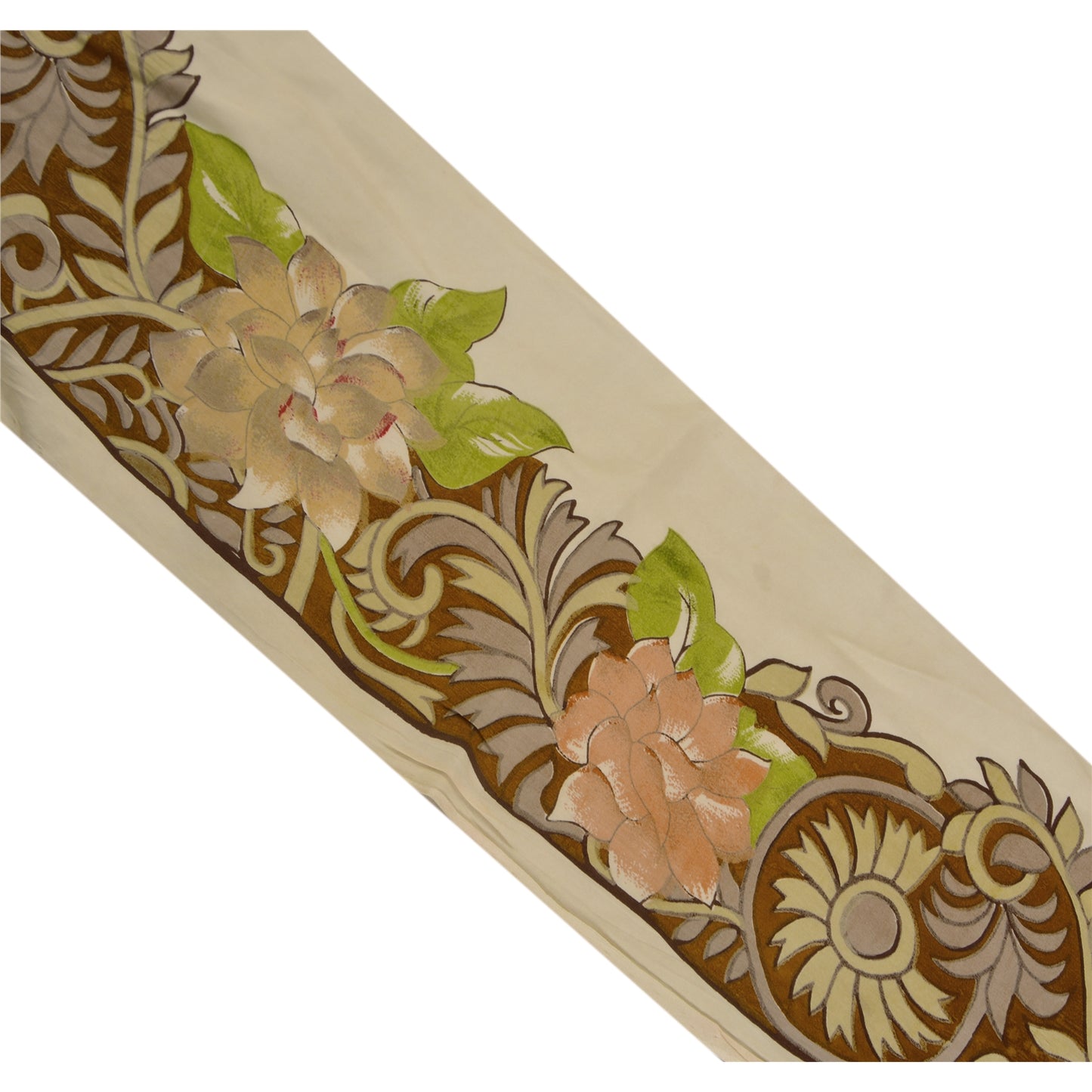 Sanskriti Vintage 1 Yd Sari Border Digital Printed Trim Sewing Craft Brown Lace