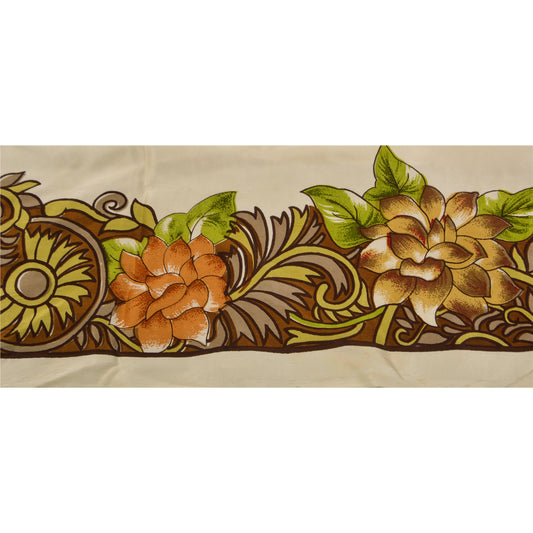 Sanskriti Vintage 1 Yd Sari Bord Digital Trykt Kant Syarbejde Brun Blonde