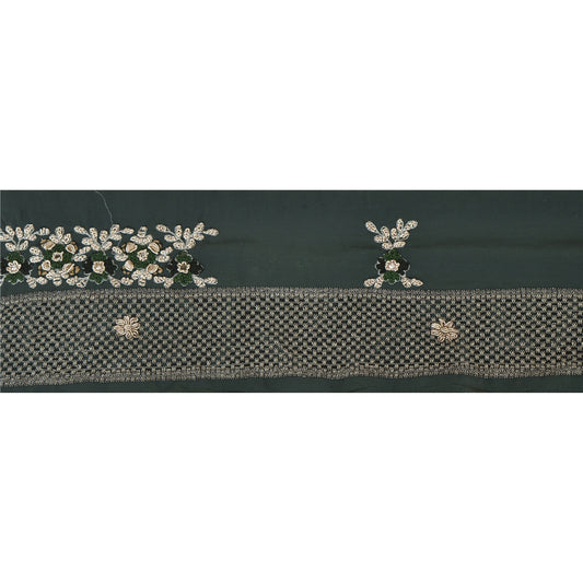 Sanskriti Vintage 1 Yd Sari Border Hand Beaded Craft Trim Sewing Green Lace