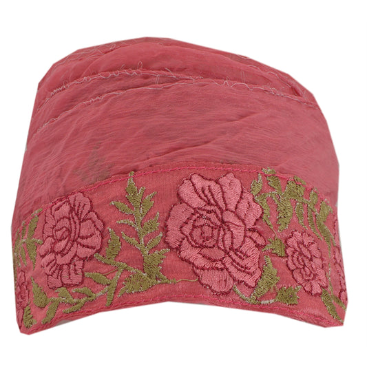 Sanskriti Vintage 1Yd Sari Border Embroidered Indian Trim Ribbon Pink Craft Lace