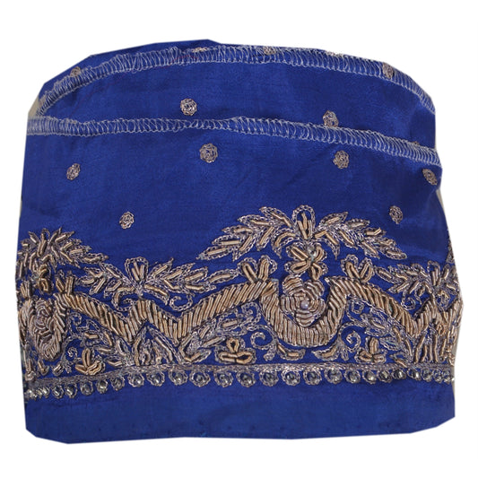 Sanskriti Vintage 1Yd Sari Border Hand Beaded Indian Trim Dã©Cor Ribbon Blue Lace