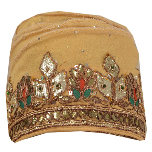 Sanskriti Vintage 1 Yd Sari Border Antique Hand Beaded Trim Sewing Cream Lace