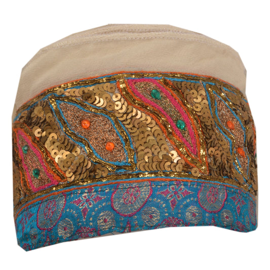 Sanskriti Vintage 1 Yd Sari Border Craft Hand Beaded Indian Sewing Blue Lace