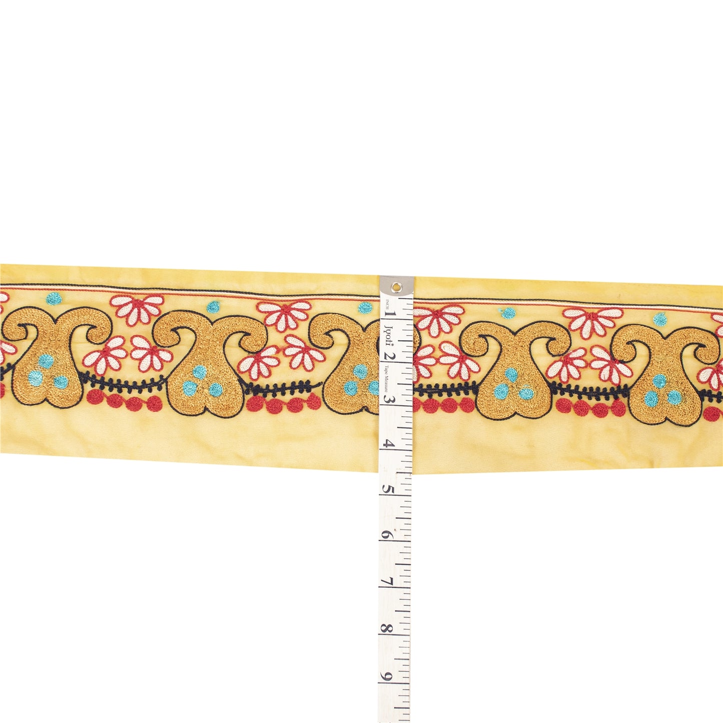 Sanskriti Vintage 1 YD Sari Border Indian Hand Embroidery Yellow Craft Lace 4.5W
