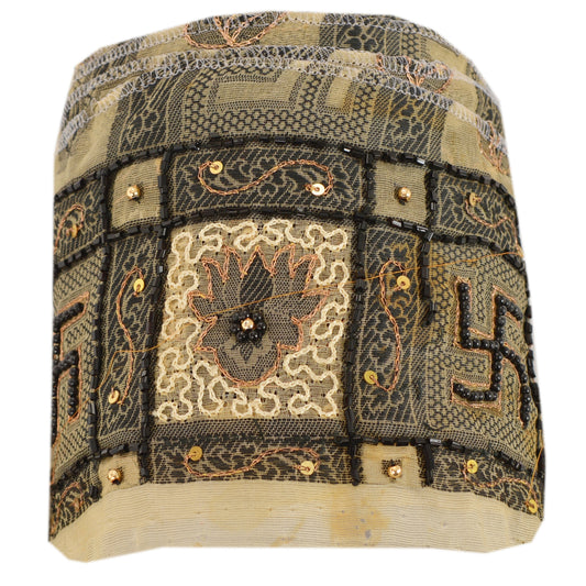 Sanskriti Vintage 1 Yd Sari Border Antique Hand Beaded Woven Trim Sewing Lace