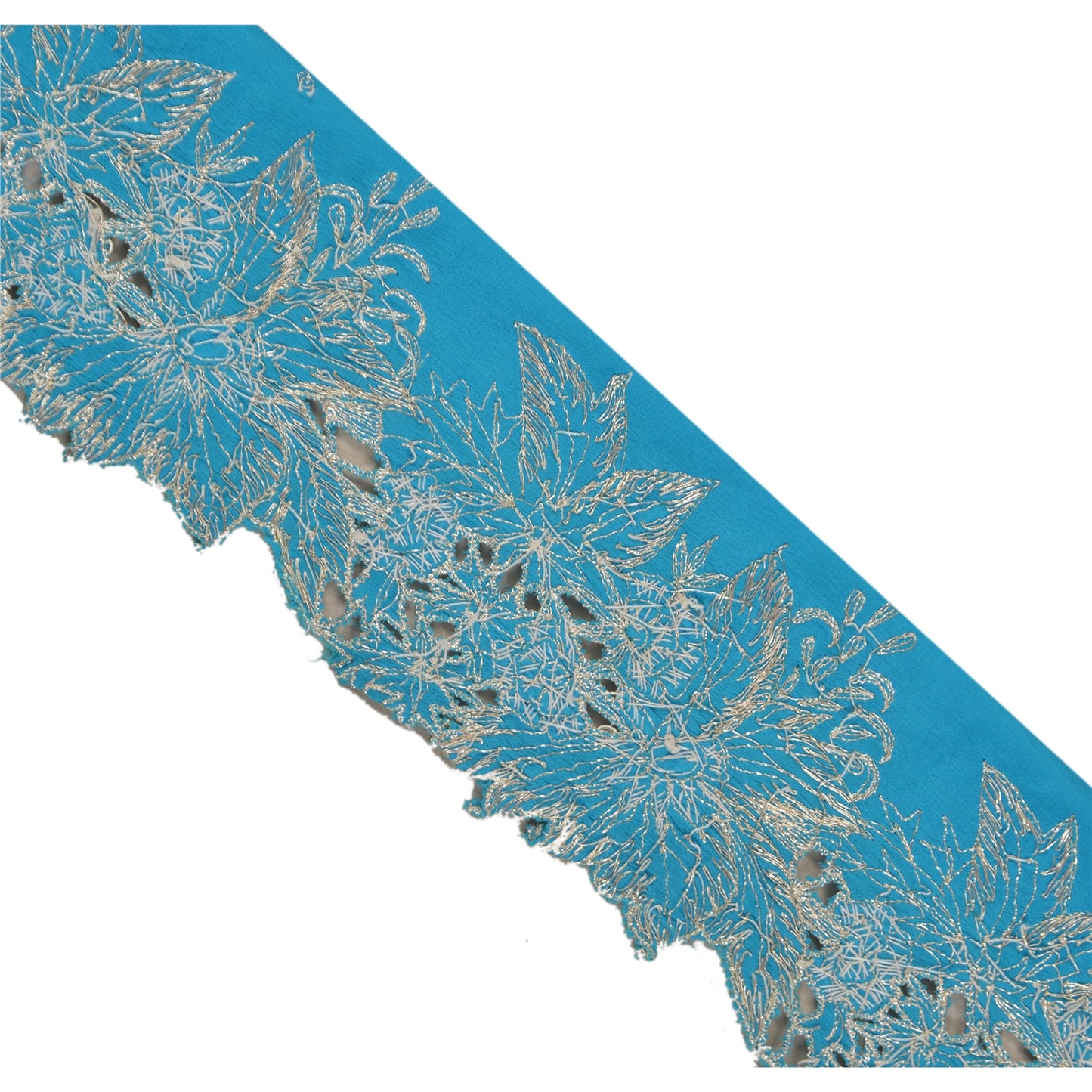 Sanskriti Vintage 1 Yd Sari Border Antique Hand Beaded Indian Sewing Blue Lace