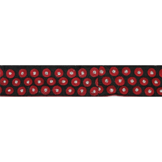 Sanskriti Vintage 1 YD Sari Border Antique Embroidered Black Lace Indian Decor