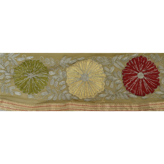 Sanskriti Vintage 1 Yd Sari Border Antique Embroidered Sewing Craft Green Lace
