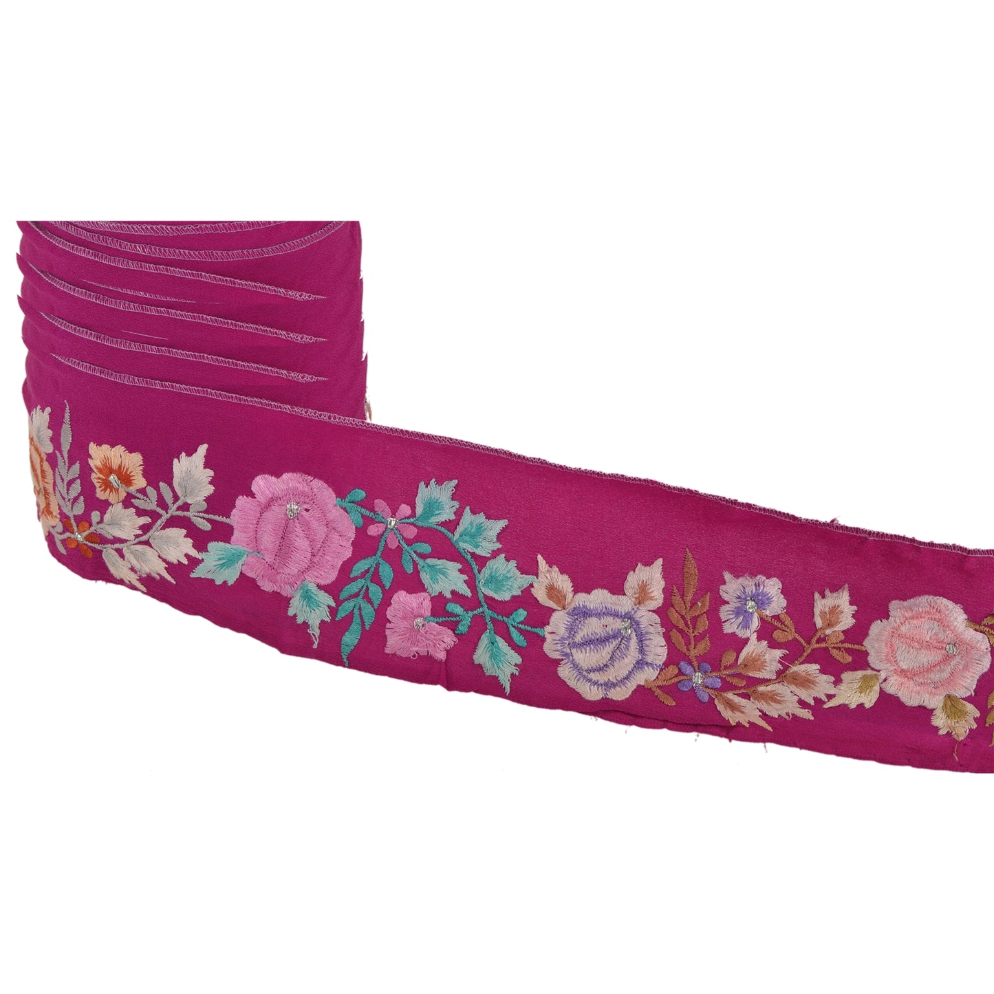 Санскрити Винтаж 1 ярд индийское сари кайма вышитая швейная ручная работа фиолетовое кружево