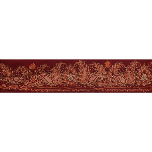 Sanskriti Vintage 1 Yd Sari Border Hand Embroidered Ribbon Trim Craft Decor Lace