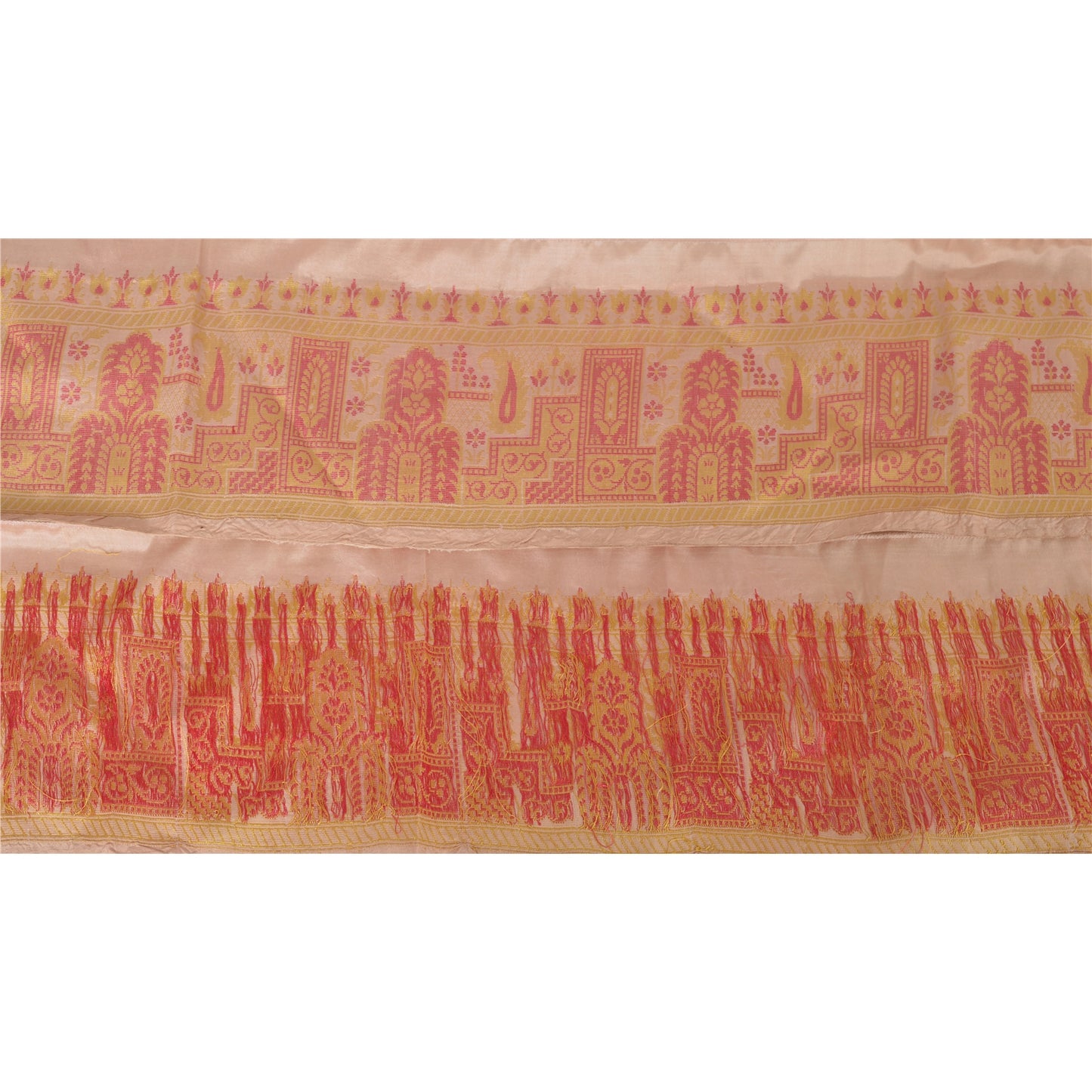 Sanskriti Vintage 1 Yd Craft Sari Border Pure Silk Woven Pink Trim Sewing Lace