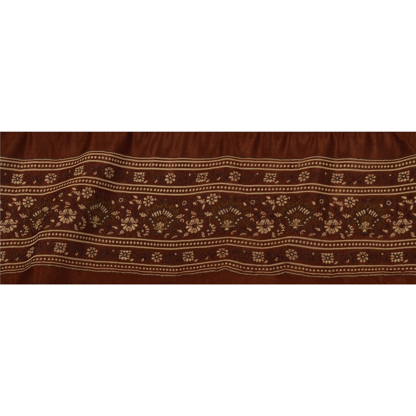 Sanskriti Vintage 1 YD Sari Border Woven Indian Trim Sewing Brown Craft Lace