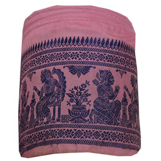 Sanskriti Vintage 1 YD Sari Border Woven Baluchari Trim Sewing Pink Craft Lace