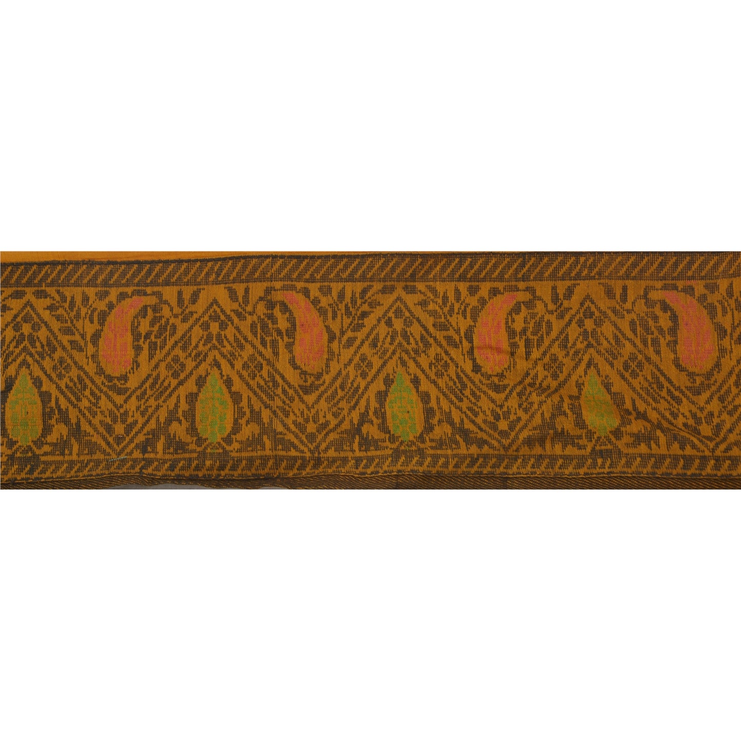 Sanskriti Vintage 1 Yd Sari Border Woven Indian Craft Trim Sewing Saffron Lace