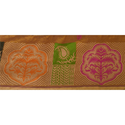 Sanskriti Vintage 1 Yd Sari Border Antique Woven Trim Sewing Brown Paisley Lace