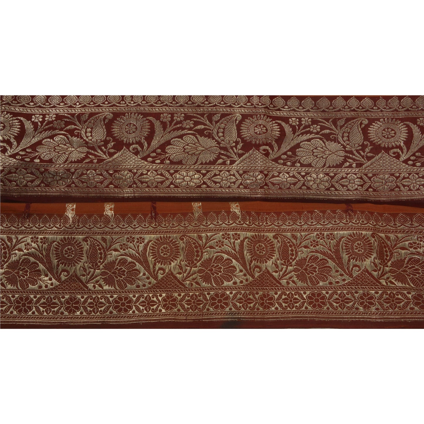 Sanskriti Vintage 1 Yd Sari Border Antique Woven Brocade Trim Sewing Brown Lace