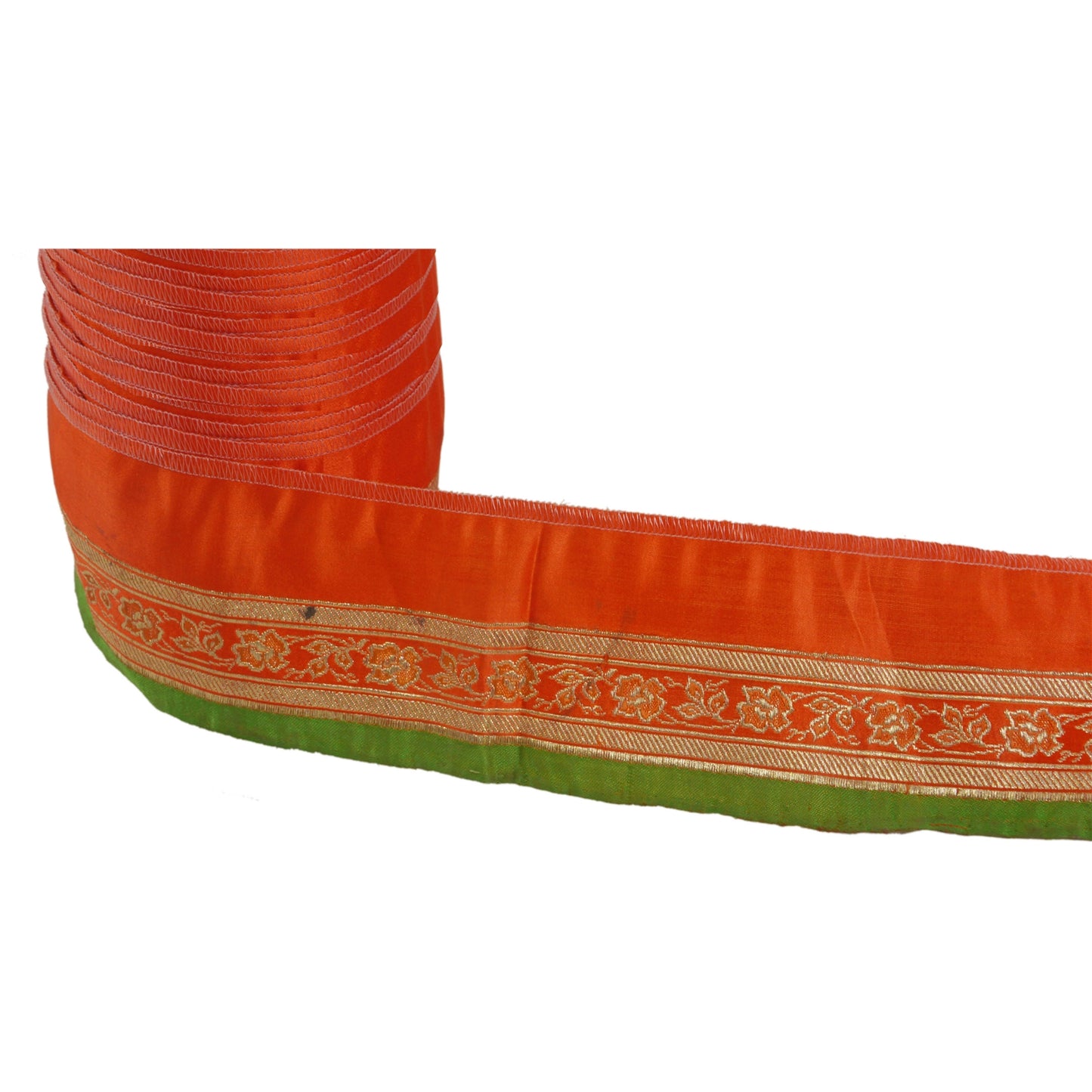 Sanskriti Vintage 1 YD Sari Border Woven Brocade Trim Ribbon 1.5W Craft Lace