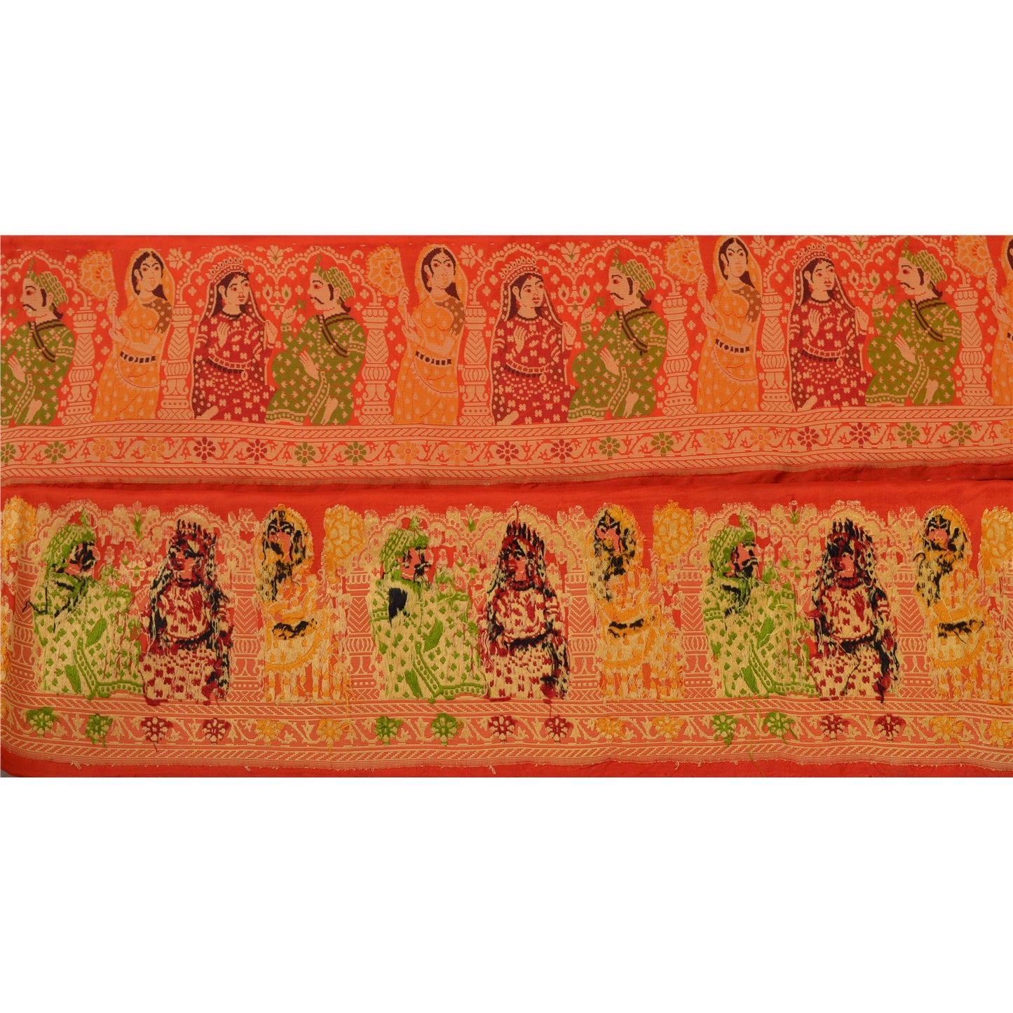 Sanskriti Vintage 1 Yd Sari Border Antique Woven Sewing Red Craft Pure Silk Lace