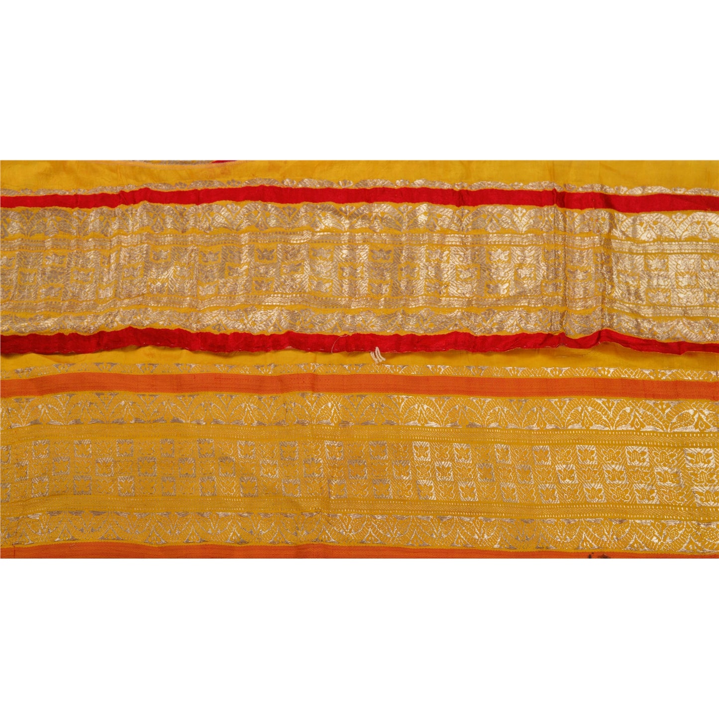 Sanskriti Vintage 1 YD Trim Sari Border 4.5W Brocade Craft Sewing Yellow Lace