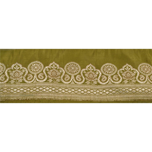 Sanskriti Vintage 1 YD Trim Sari Border Antique Woven Brocade Craft Green Lace