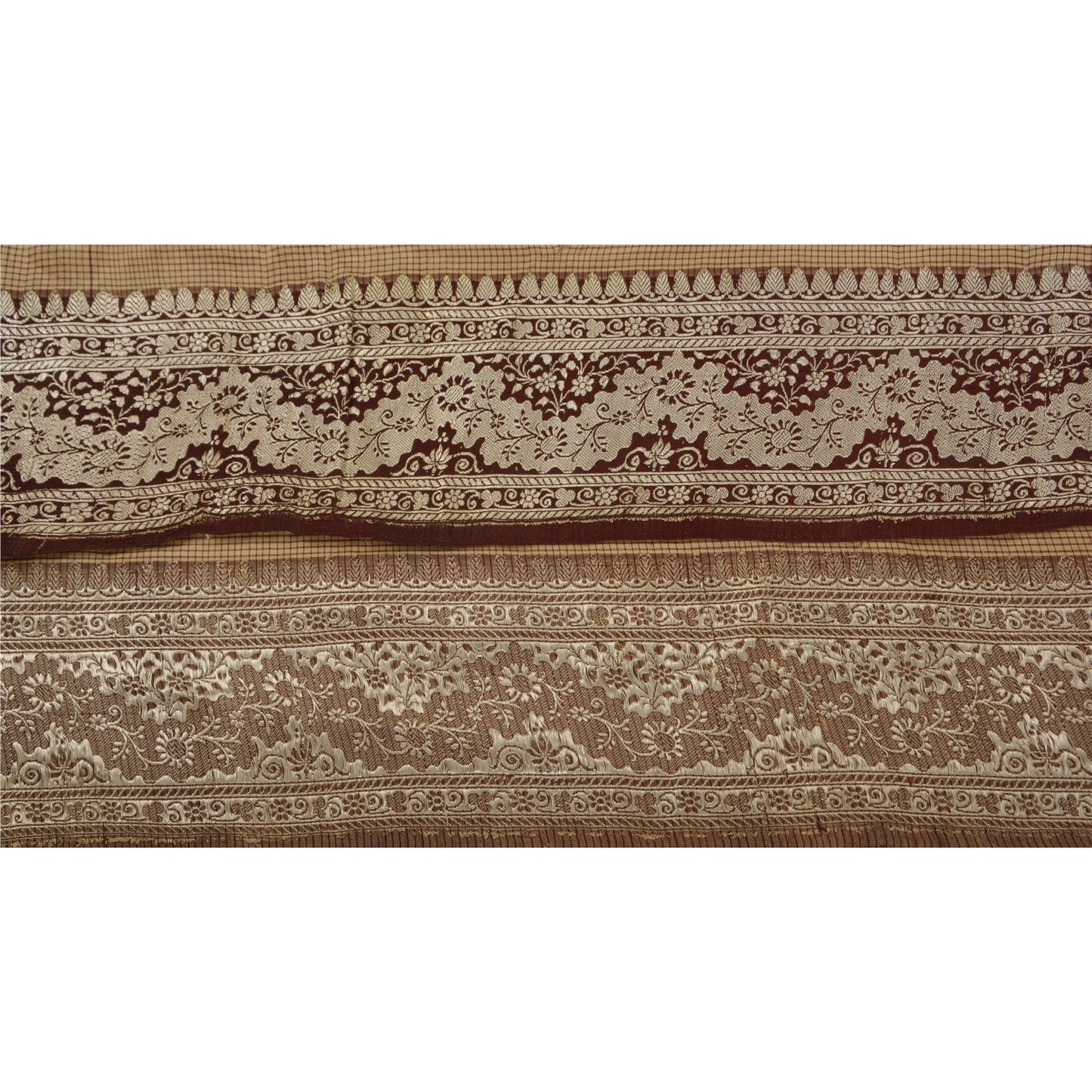 Санскрити Винтаж 1 YD отделка сари кайма тканая парча рукоделие шитье коричневое кружево