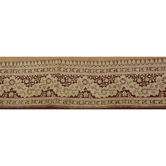 Sanskriti Vintage 1 YD Trim Sari Border Woven Brocade Craft Sewing Brown Lace