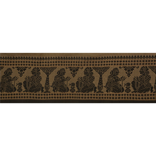 Sanskriti Vintage 1YD Sari Border 5W Baluchari WovenTrim Sewing Green Craft Lace